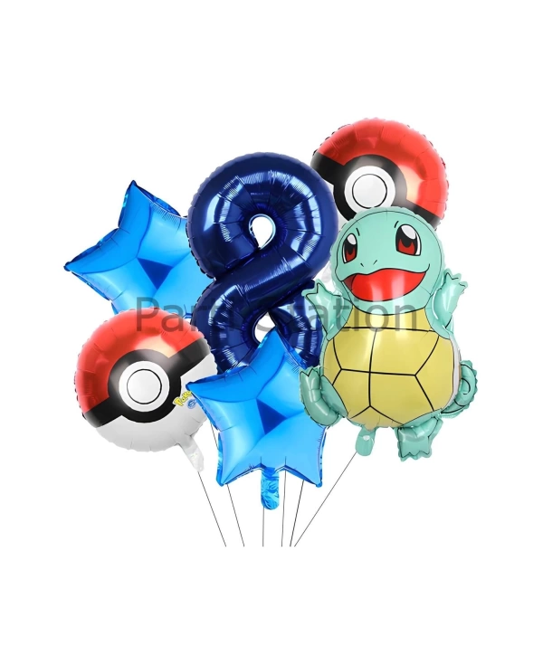 Pokemon Squirtle Konsept 6 Yaş Balon Set Pokemon Squirtle Balon Doğum Günü Folyo Balon Set