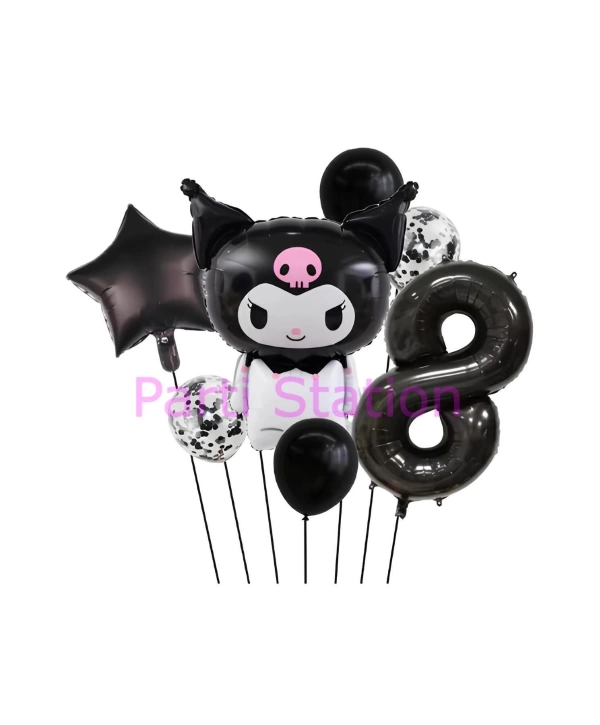 Sanrio Black Kuromi 4 Yaş Balon Set Anime Kawaii Kuromi Konsept Doğum Günü Balon Set