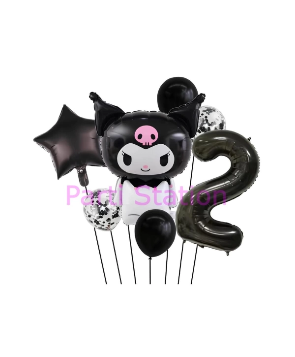 Sanrio Black Kuromi 4 Yaş Balon Set Anime Kawaii Kuromi Konsept Doğum Günü Balon Set