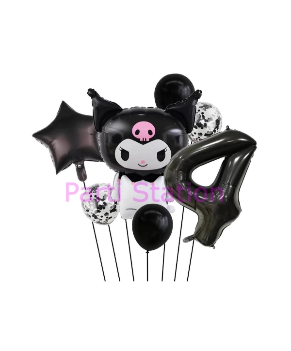 Sanrio Black Kuromi 4 Yaş Balon Set Anime Kawaii Kuromi Konsept Doğum Günü Balon Set