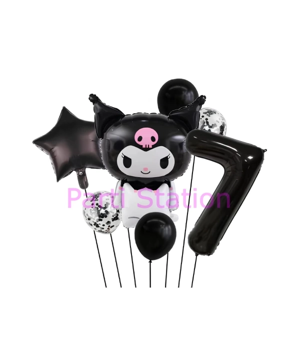 Sanrio Black Kuromi 4 Yaş Balon Set Anime Kawaii Kuromi Konsept Doğum Günü Balon Set