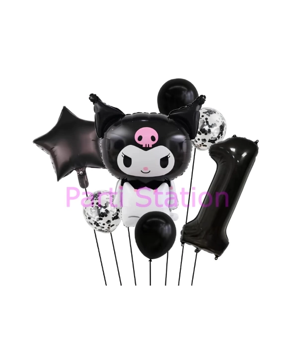 Sanrio Black Kuromi 4 Yaş Balon Set Anime Kawaii Kuromi Konsept Doğum Günü Balon Set