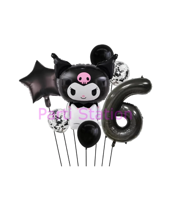 Sanrio Black Kuromi 4 Yaş Balon Set Anime Kawaii Kuromi Konsept Doğum Günü Balon Set