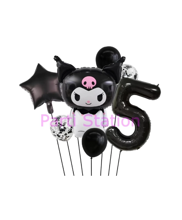 Sanrio Black Kuromi 4 Yaş Balon Set Anime Kawaii Kuromi Konsept Doğum Günü Balon Set