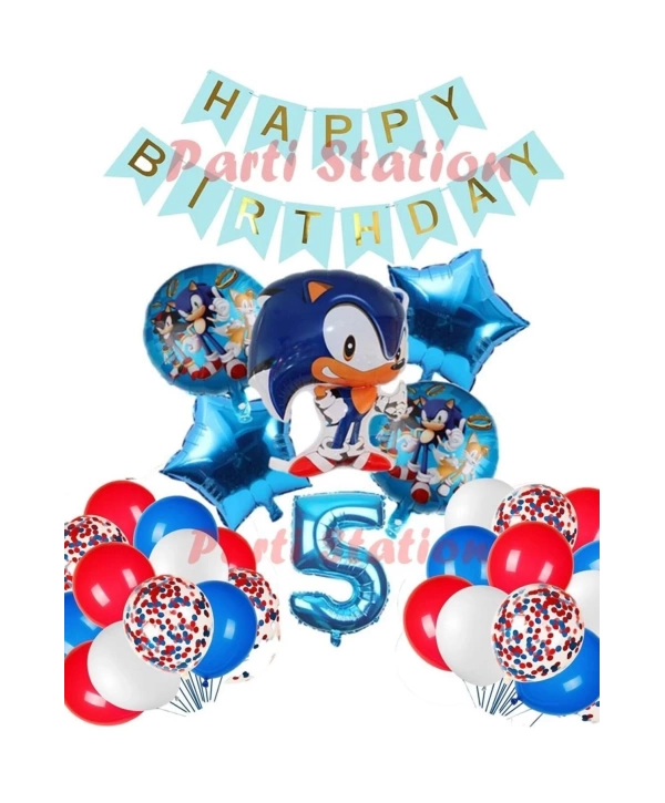 Sonic Tilki Konsept 1 Yaş Balon Set Sonic Doğum Günü Lacivert Balon Set