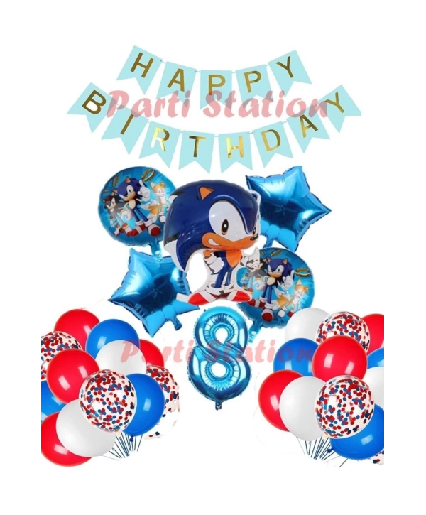 Sonic Tilki Konsept 1 Yaş Balon Set Sonic Doğum Günü Lacivert Balon Set