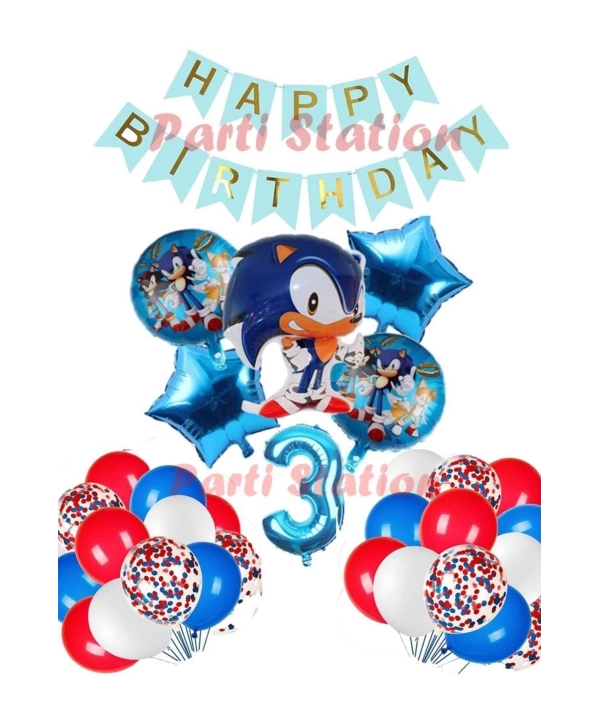 Sonic Tilki Konsept 1 Yaş Balon Set Sonic Doğum Günü Lacivert Balon Set