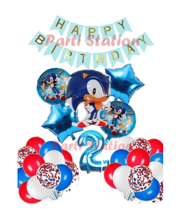 Sonic Tilki Konsept 1 Yaş Balon Set Sonic Doğum Günü Lacivert Balon Set