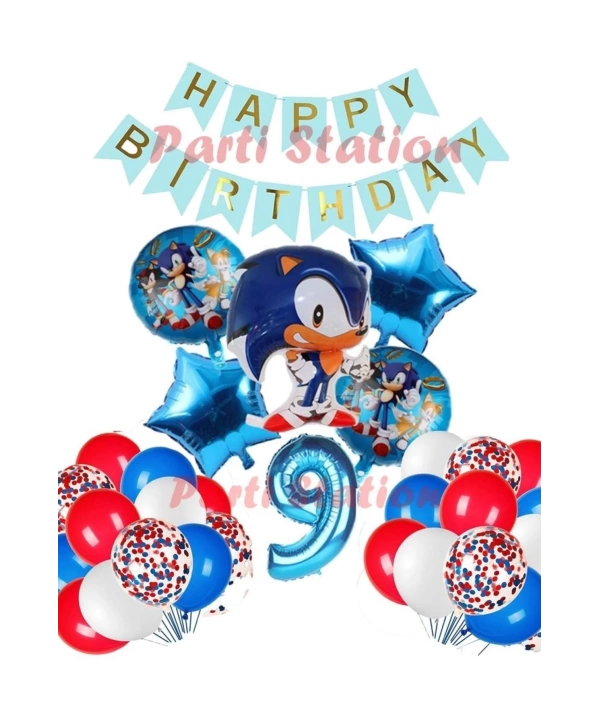 Sonic Tilki Konsept 1 Yaş Balon Set Sonic Doğum Günü Lacivert Balon Set