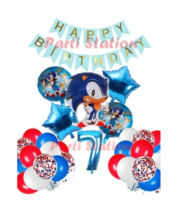 Sonic Tilki Konsept 1 Yaş Balon Set Sonic Doğum Günü Lacivert Balon Set