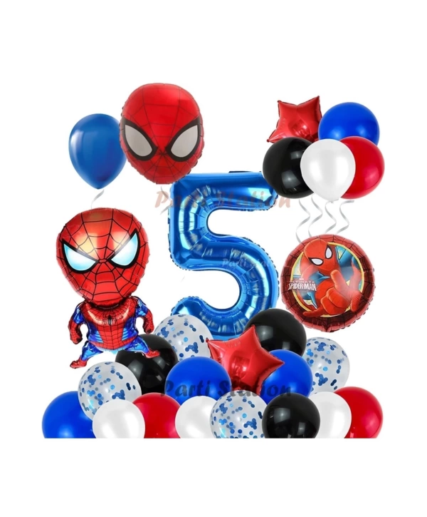 Spiderman Örümcek Adam Konsept 5 Yaş Doğum Günü Balon Set Spiderman Parti Balonları Spiderman Tema