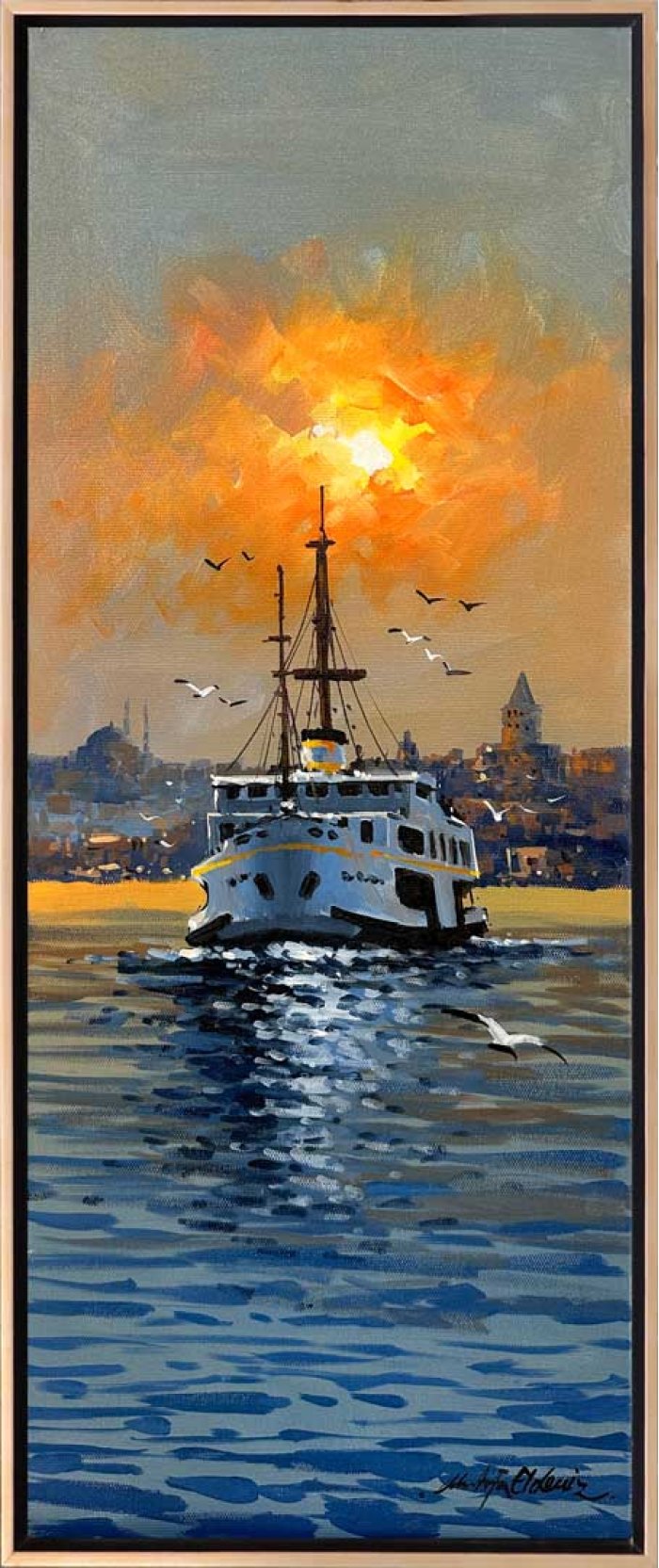 City Lines Ferry Oil Painting | Simurg Art Gallery