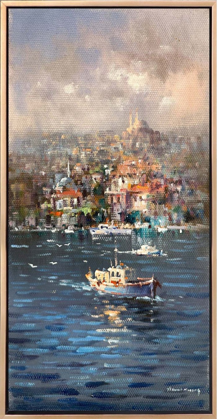 Bosphorus Boats Oil Painting | Simurg Art Gallery