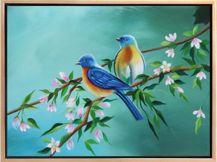 Colorful Birds Oil Painting | Simurg Art Gallery