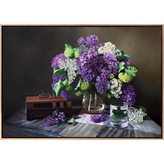 Colorful Lilacs on the Table Custom Order Oil Painting