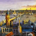 Sunset from Galata Oil Painting