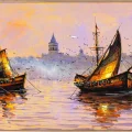 Gün Batarken Liman Yağlı Boya Tablosu