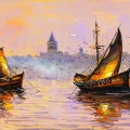 Gün Batarken Liman Yağlı Boya Tablosu