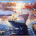 Boğazda Akşam Vapuru Yağlı Boya Tablosu