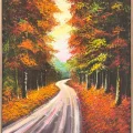 Sonbaharda Orman Yolu Yağlı Boya Tablosu