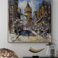 Facing Galata Tower Oil Painting