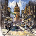 Facing Galata Tower Oil Painting