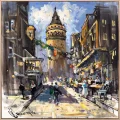 Facing Galata Tower Oil Painting