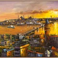 İstanbul’da Sessiz Bir Akşam Yağlı Boya Tablosu