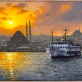 Akşam Vapurları Yağlı Boya Tablosu
