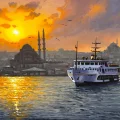 Akşam Vapurları Yağlı Boya Tablosu