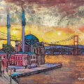 Akşamüstü Ortaköy Cami Yağlı Boya Tablosu