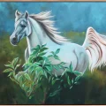 White Horse Free Run Oil Painting