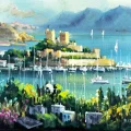 Blue of Bodrum Castle Oil Painting
