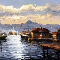 As the Day Begins on the Bosphorus Oil Painting