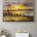 Boğazda Gün Sonu Masalı Yağlı Boya Tablosu