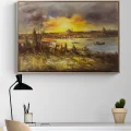 Boğazda Gün Sonu Masalı Yağlı Boya Tablosu