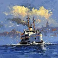 Ferry Delight on the Bosphorus Oil Painting