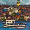 Boğazdan Galata Yağlı Boya Tablosu