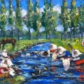 Oil Painting of Women Washing Laundry | Simurg Art Gallery