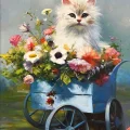 Spring in the Flower Cart Oil Painting