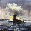 Maiden’s Tower with the Waves Oil Painting