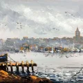 Sea and City Oil Painting