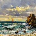 The Sea and Sailboats Oil Painting