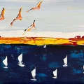 Abstract Wings Oil Painting in the Lap of the Sea