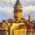 Eski Galata Rüzgarı Yağlı Boya Tablosu