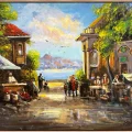 Old Marketplace Oil Painting
