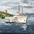 On an Old Istanbul Ferry Oil Painting