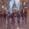 Crowds in Galata Oil Painting