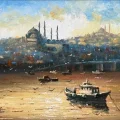 Galata Köprüsü ve Yeni Cami Yağlı Boya Tablosu