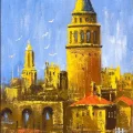 Galata Kulesi İzinde Yağlı Boya Tablosu